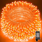 LAMPHOME 66ft Halloween Decorative Mini Lights, 200 LED Transparent Wire Fairy Starry String Lights Plug in, 11 Lighting Modes, for Halloween Decoration Outdoor Xmas Tree Party Decoration (Orange)