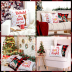 FuWeave 6 Pcs Christmas Pillow Covers 18 x 18 Inch Decorative Lime Green Red Xmas Pillow Cushion Case Pillowcase Square Christmas Pillow Covers for Home Sofa Couch Decorations (Nativity Scene)