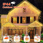131FT Christmas Lights Outdoor 1440 LED Christmas Decorations Waterproof Plug in with 8 Modes & Timer Christmas Lights for Roof Party Garden Holiday Decor（Warm White）