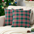 Green Tartan Plaid Christmas Decorative Throw Pillow Covers 18x18 Set of 2, Green Farmhouse Christmas Decor Buffalo Plaid Pillows for Couch & Living Room, Traditional Country Xmas Decorations