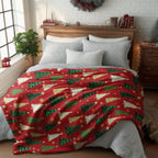 Horaldaily Christmas Flannel Blanket Throw, Christmas Red Tree Soft Fuzzy Plush Cozy Fleece Blankets for Couch Sofa Bed Lounging, Ideal Gifts for Kids Adults Wife Self, 50x60