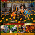 Weepong Halloween Decorations Outdoor 2 Pack Solar Lights, 12 LED Scary Pumpkin Swaying Firefly Lights with Spider & Bats for Outside Garden Yard Lawn Grave Cemetery Ghost Decor Party, Orange