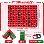 HunnmingRe 6 Set Christmas Fleece Throw Blanket Bulk Xmas Gift Set Include Merry Christmas Ribbon and Gift Card 50 x 60 Inch Holiday Blanket for Couch Sofa Winter Travel Decoration