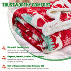 NORD ECO Christmas Throw Blanket, Christmas Decorations Gifts for Women, Sherpa Flannel Fleece Winter Holiday Blanket, Fluffy Cozy Soft Christams Throws for Couch Sofa Bed, DoubleDeer, 50" X 60"