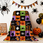 Halloween Throw Blanket Reversible, Cute Blanket Halloween 50"x70" for Couch, Bed, Sofa - Soft Plush Fleece Cartoon Pumpkin Print Decor Gifts (Style B)