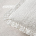 MIULEE Christmas Decorative Throw Pillow Covers Neutral Linen Fringe Throw Pillows Set of 2 White Boho Farmhouse Cushion Covers with Tassels for Couch Sofa Bed Living Room Home Decor 20x20 Inch