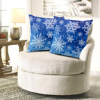 Wnoesat Winter Blue Snowflake Throw Pillow Covers 18x18 Set of 2 Merry Christmas Snowflakes Decorative Pillow Cases Xmas Holiday Outdoor Pillowcase for Farmhouse Living Room Decor