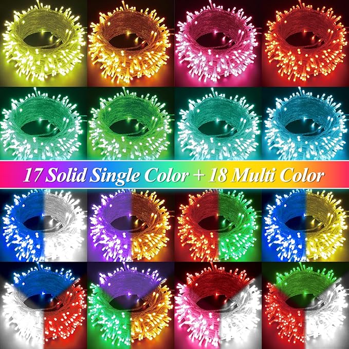 LitHome 164Ft 500 LED Color Changing Christmas String Lights, 35 Colors 9 Modes RGB Christmas Lights with Remote Timer, Dimmable Led String Light Outdoor Plug in, Xmas Tree Light Indoor Party Decor