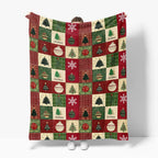 Horaldaily Christmas Flannel Blanket Throw, Red Green Checkered Tree Snow Ornaments Soft Fuzzy Plush Cozy Fleece Blankets for Couch Sofa Bed Lounging, Ideal Gifts for Kids Adults Wife Self, 50x60