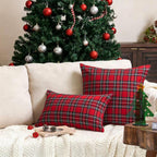 CARRIE HOME Red Tartan Plaid Christmas Throw Pillow Covers 20x20 Set of 2 Christmas Couch Pillow Covers Xmas Decor for Winter Holiday
