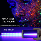Led Black Light Bar, 10W 1ft USB UV Blacklight Tube, Glow in The Dark Party Supplies for Halloween Decorations, Room, Body Paint, Poster, Urine Detection, 2 Pack