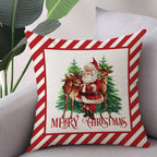 Coeufuedy Christmas Pillow Covers 18x18 Set of 4 Candy Canes Elk Santa Claus Sleigh Rides Winter Holiday Decoration Cushion Case for Sofa Couch Home Decor