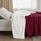 Bedsure GentleSoft Sherpa Fleece Throw Blanket Twin Size for Couch - Thick and Warm Throw for Women, Soft Fuzzy Plush Twin Christmas Blanket for Winter, Burgundy, 60x80 Inches