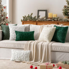 MIULEE Christmas Cream White Throw Pillow Covers Snowflakes Decorative 16×16 Inch Faux Wool Winter Festival Couch Pillow Covers Set of 2 Farmhouse Holiday Home Decors for Sofa Livingroom Bed