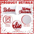 Jetec Set of 2 Christmas Throw Pillow Covers 12x20 Inch Merry Christmas Believe Embroidery Pillow Covers Farmhouse Throw Cushion Case for Home Living Room Bedroom Holiday Parties and Gifts