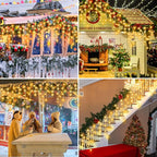XURISEN 66ft Christmas Lights Decorations Outdoor, 640 LED 8 Modes Curtain Fairy Lights with 120 Drops,Plug in Waterproof Timer Memory Function for Christmas Holiday Wedding Party Decor(Warm White)