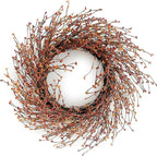 24 Inch Fall Wreath for Front Door with Large Grapevine, Orange Pip Berry Wreath for Fall Door Decor, Autumn Wreaths for Farmhouse Wall Window Home and Halloween Christmas Thanksgiving Decoration