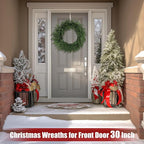 Artgar 30 Inch Christmas Pine Wreath Christmas Wreaths for Front Door, Real Touch Artificial Green Pine Wreath for Home Indoor Outdoor Wall Window Porch Farmhouse Winter Decor
