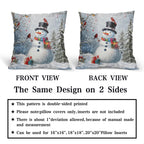 Evlaschin Snowman Pillow Covers Set of 2 Winter Snowflakes Birds Christmas Decorative Throw Couch Pillowcases Cotton Linen Double Sided 20x20 Inches Xmas Trees Holiday Indoor Outdoor Cuchion Covers