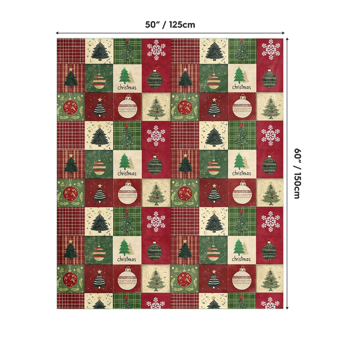 Horaldaily Christmas Flannel Blanket Throw, Red Green Checkered Tree Snow Ornaments Soft Fuzzy Plush Cozy Fleece Blankets for Couch Sofa Bed Lounging, Ideal Gifts for Kids Adults Wife Self, 50x60