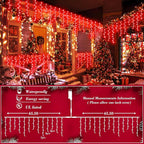 XURISEN 132ft Christmas Lights Decorations Outdoor, 1280 LED 8 Modes Fairy Lights with 240 Drops,Plug in Waterproof Timer Memory Function for Christmas Holiday Wedding Party Decor(Red)
