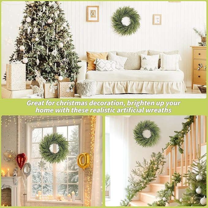 26 inch Norfolk Pine Wreath, Realistic Christmas Wreath for Front Door,Artificial Real Touch Green Wreath Greenery for Door Wall Windows Mantle Outdoor Christmas Decoration
