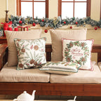 ISAENNE Design Square Classic Chrismas Style Throw Pillow Covers 18"x18", Green Soft Velvet Cushion Cover with Pinecone Leaves Pattern Decor Pillowcases for Bed,Living Room,Outdoor,Car