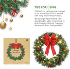 Solar Christmas Wreath 24 Inches Pre-Lit Solar 50 Led Artificial Wreath Outdoor Front Door Window Christmas Decor with Frosted Branches Pine Cones Berry Clusters Red Velvet Bows (2401)