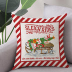 Coeufuedy Christmas Pillow Covers 18x18 Set of 4 Candy Canes Elk Santa Claus Sleigh Rides Winter Holiday Decoration Cushion Case for Sofa Couch Home Decor