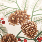 ISAENNE Design Square Classic Chrismas Style Throw Pillow Covers 18"x18", Green Soft Velvet Cushion Cover with Pinecone Leaves Pattern Decor Pillowcases for Bed,Living Room,Outdoor,Car
