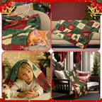 HunnmingRe Christmas Flannel Blanket Throw Red Green Checkered Blanket Christmas Tree Snowflake Soft Fuzzy Cozy Throw for Couch Bedroom Sofa Travel Bed Xmas Decor, 50 x 60 Inch