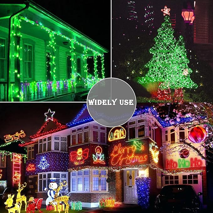 Green String Lights Outdoor Decoration, 66 ft 200 LED Green Christmas Lights, Indoor Outdoor Connectable 8 Modes Clear Wire Twinkle Fairy Light for Xmas Tree Party Christmas Decor