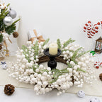 Yawwind 20 Inches White Christmas Wreath Farmhouse Winter Wreath Rustic Winter Wreaths for Front Door with White Berry Fir Pine Needle for Doors Window Indoors Porches Outside