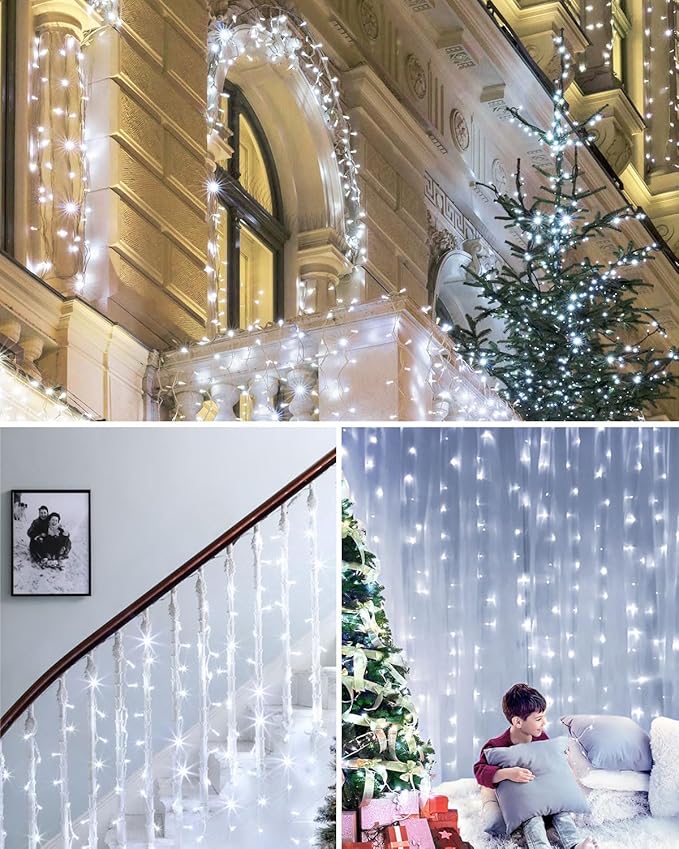 120FT 380 LED Christmas String Lights, 8 Modes Plug in Fairy Lights Connectable, Timer & Memory, Indoor Outdoor Twinkle Light for Christmas Tree Yard Outside Bedroom Classroom Decoration, Cool White