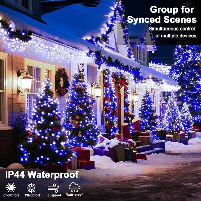 393 FT Christmas Lights 1000 LED Xmas Lights Outdoor Christams String Lights Waterproof 8 Modes & Timer, Fairy Lights Plug in for Weeding, Patio, Party, Holiday,Christmas Decor (Blue)