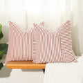 Hckot Christmas Farmhouse Pillow Covers 20x20, Red Throw Pillow Covers Set of 2, Striped Linen Decorative Pillows Cushion Covers for Couch Chair Beding Xmas Winter Decorations(Red)