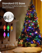 Christmas Village Lights, Decoration String Lights 12Ft with 6 C7 LED Bulbs, Warm White, with Socket and Switch, for Christmas Snow House,Pumpkin Crafts,Holiday Decoration W04VL05