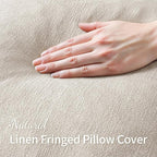 MIULEE Christmas Decorative Throw Pillow Covers Neutral Linen Fringe Throw Pillows Euro Shams Set of 2 Natural Beige Boho Farmhouse Cushion Covers for Couch Sofa Bed Living Room Home Decor 26x26 Inch