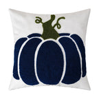 cygnus Fall Pillow Cover 18x18 inch Embroidered Blue Pumpkin Decorative Throw Pillow Cover Autumn Thanksgiving Halloween Decoration for Home Couch Living Room