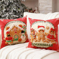 Hahafelt 2 Pcs Christmas Gingerbread Throw Pillow Covers 18x18 Inch 3D Embroidered Christmas Gingerbread Man Decorative Square Pillowcases Cushion Covers Soft Plush Faux Fur Wool Decor for Winter
