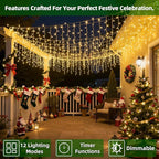 670 LED Christmas Lights with 148 Drops, 66ft 12 Modes Hanging ice String Lights with Timer & Dimmable & Waterproof, Plug-in Fairy Lights for Tree Holiday Wedding Party Christmas Decor Warm White