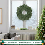 26" Real Touch Christmas Cedar Wreath, Christmas Wreaths for Front Door, Realistic Pine Wreath, Large Green Cypress Wreaths for Home Fireplace Wall Window Porch Outdoor Xmas Holiday Decor