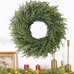 Christmas Wreaths 26" Norfolk Pine Wreath for Front Door, Artificial Christmas Wreaths Faux Green Fake Pine Needles Wreath for Front Door Wall Windows Indoor Outdoor Christmas Decor