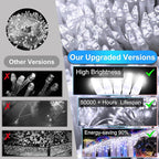 66 FT LED Christmas Lights with 140 Drops, 490 LED Indoor Outdoor Christmas Decorations, 8 Lighting Mode Waterproof Fairy Lights with Timer for Xmas Holiday Wedding Yard Party Cool White