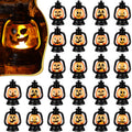 ROCEEI Halloween Mini Pumpkin Lantern 3.54 Inch Jack O Lantern Table Centerpiece Halloween Hanging Decoration Bulk Light up Lamp with Flickering LED Candle for Party Decor Indoor Outdoor(24 Pcs)