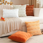 Artscope Fall Pillow Covers 18 x 18 Set of 2 Decorative Autumn Harvest Holiday Pumpkin Throw Pillow Cases Soft Plush Faux Fur Couch Cushion Case for Farmhouse Halloween Sofa Bed Room Home Decor-Rust