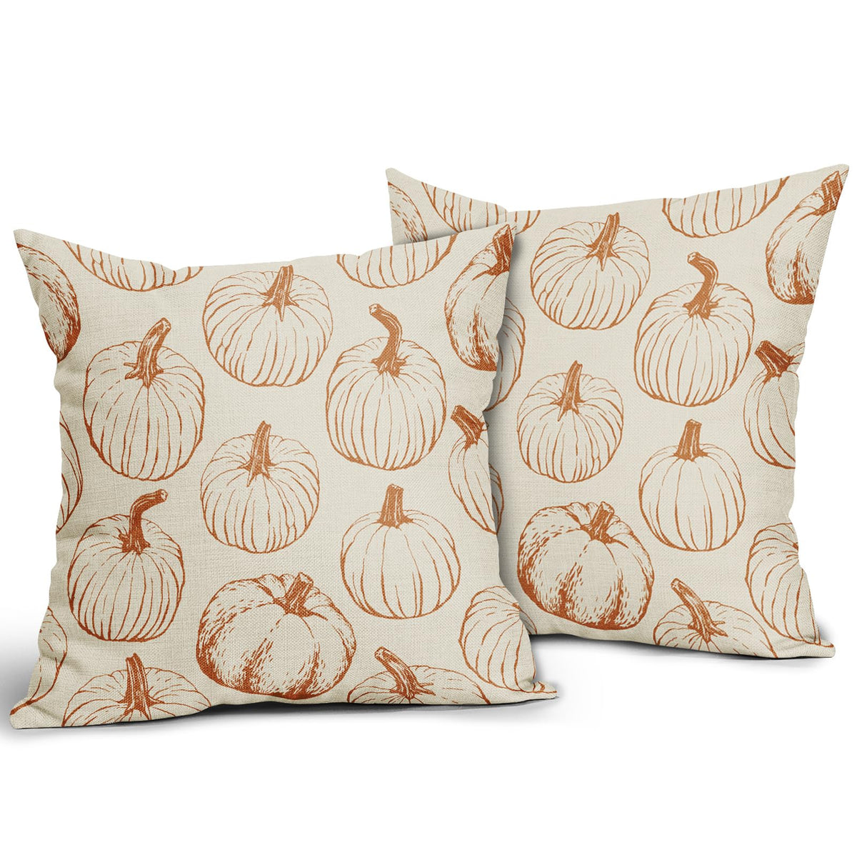 Aytipun Fall Pillow Covers 22x22 Set of 2 Burnt Orange Pumpkin Autumn Colored Thanksgiving Harvest Decorative Outdoor Pillowcases Farmhouse Throw Cushion Case Decor for Home Couch Sofa Bed