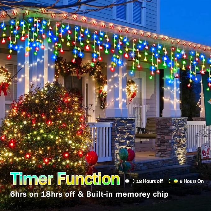 98FT Christmas Lights Outdoor Decorations 900LED Fairy String Light 12 Lighting Modes with Timer Memory Waterproof Christmas Light for Yard Roof Party Holiday Wedding Garden Decor