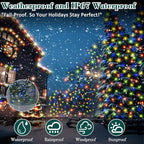 Christmas Lights Outdoor 1000 LED 328FT String Lights Multicolored, IP67 Waterproof Indoor Christmas Fairy Lights,8 Modes 4-Level Dimming with Remote for Garden Tree Patio Balcony Xmas Party Decor