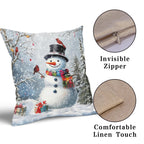 Evlaschin Snowman Pillow Covers Set of 2 Winter Snowflakes Birds Christmas Decorative Throw Couch Pillowcases Cotton Linen Double Sided 20x20 Inches Xmas Trees Holiday Indoor Outdoor Cuchion Covers